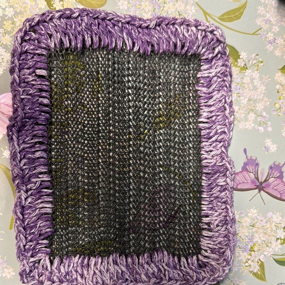 Purple and Gray mug rug / can opener